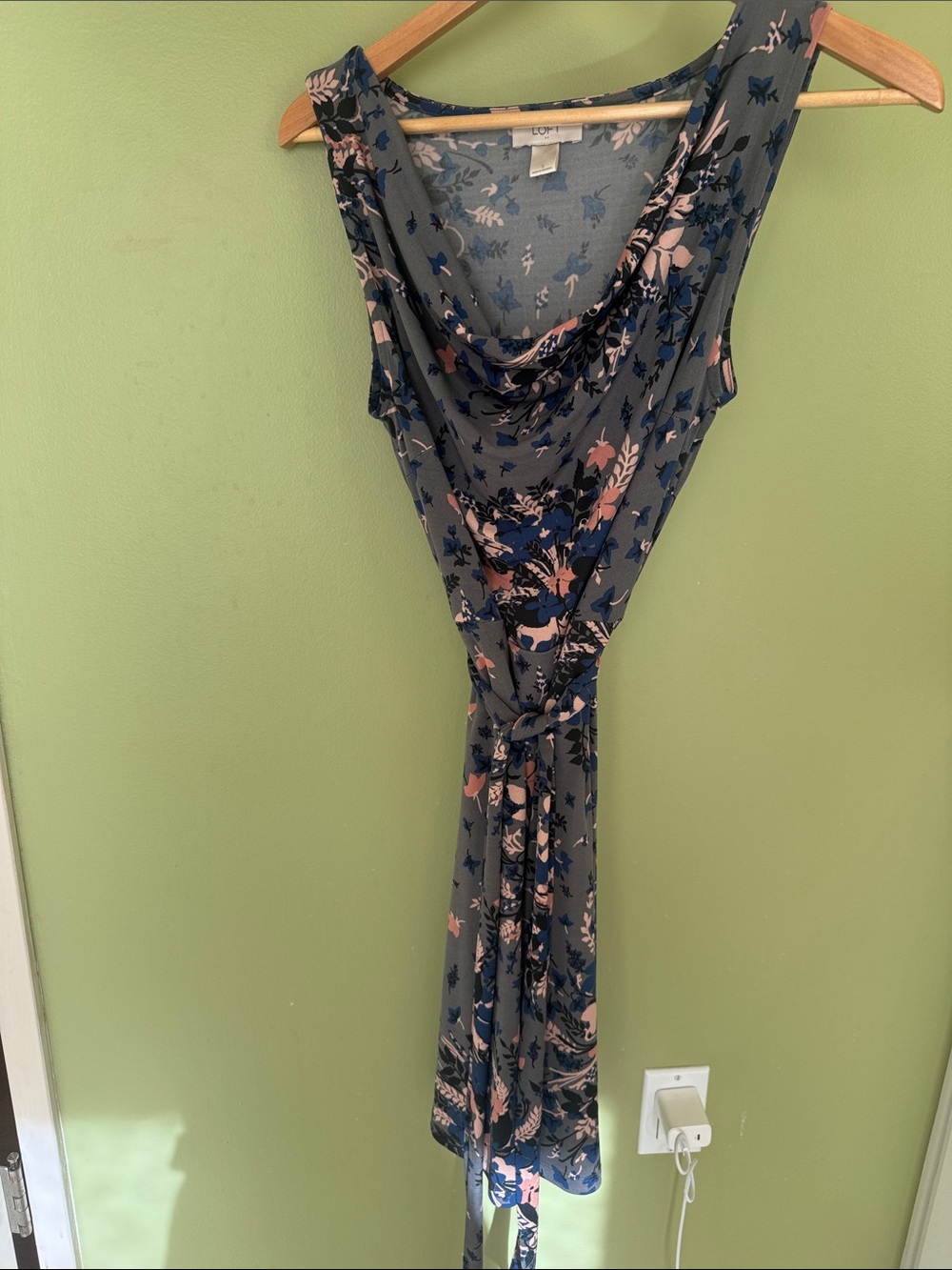 LOFT Floral Cowl Midi Dress with Tie